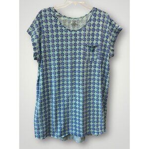 Sleep Sense 3X Nightgown Nightshirt Tee Cotton Knit Blue